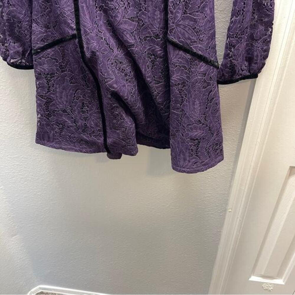 Juicy Couture Purple Lace Dress Black Velvet Trim Mini Black Label‎ - Picture 7 of 13
